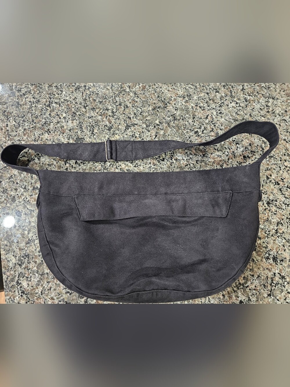 Susan Lanci Pet Carrier. Suede, Black, Faux Fur Interior
